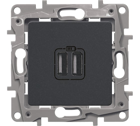 Изображение товара Зарядное устройство Legrand USB тип А / тип А Legrand Etika 3000мА 15Вт антрацит 672694