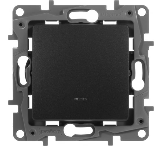 Изображение товара Выключатель Legrand одноклавишный с подсветкой/индикацией Legrand Etika 10А 250В безвинтовые зажимы антрацит 672603