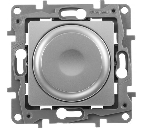 Изображение товара Диммер поворотно-нажимной универсальный LED Legrand Etika 300Вт без нейтрали алюминий 672419