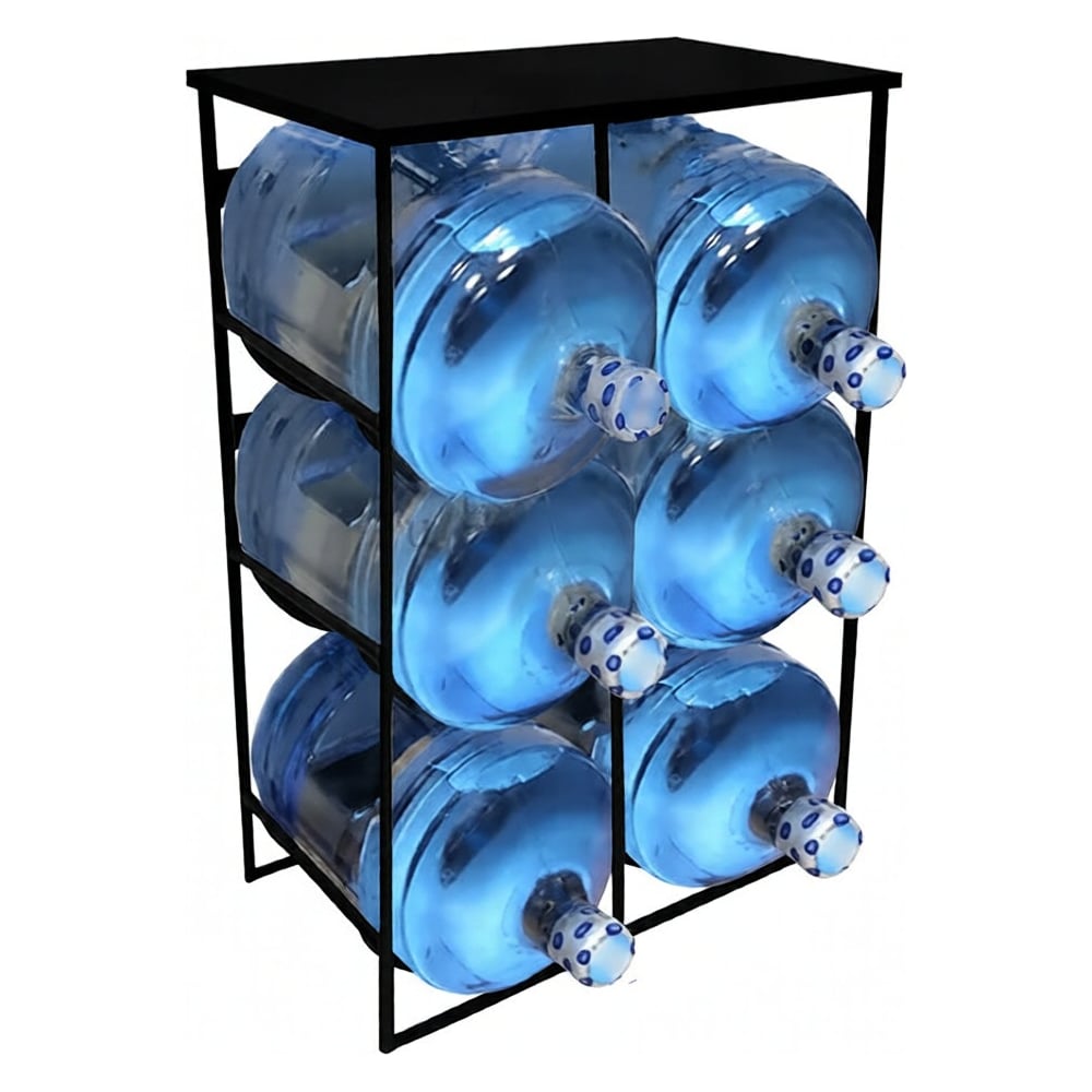 Изображение товара Подставка для 6 бутылей Metall78.ru 19 литров, с боком и столом, черная