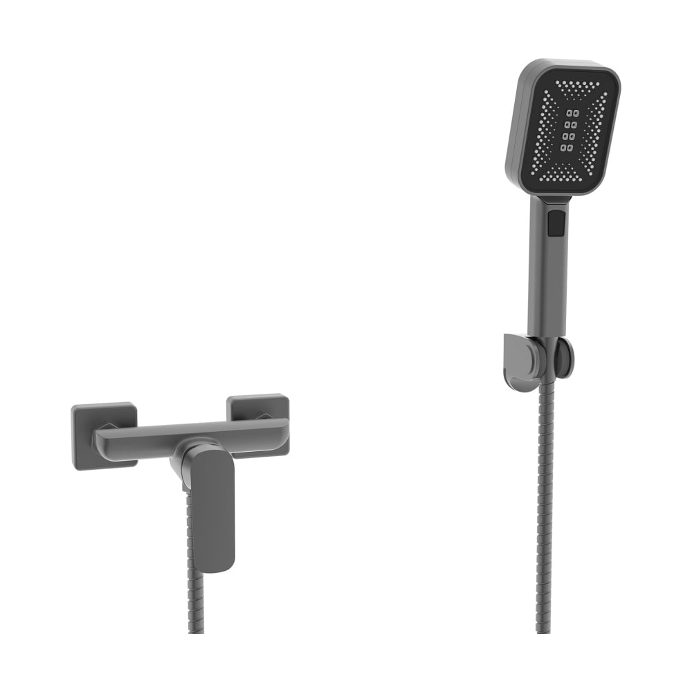 Изображение товара Смеситель для душа ViEiR однорычажный, настенный, латунь, графит, керамический картридж для душевой зоны V073561-G