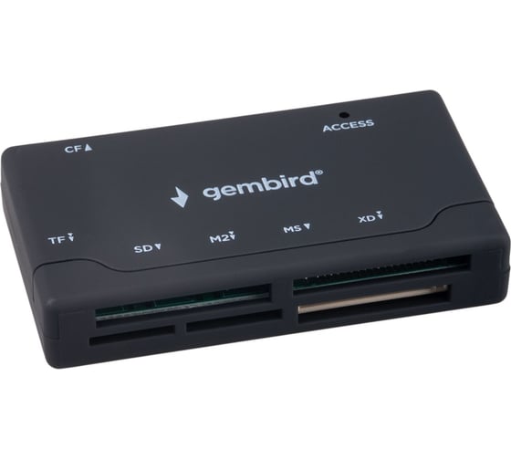 Изображение товара Картридер Gembird USB2.0 6в1: SD, TF (MicroSD), XD, MS, M2, CF, кабель 50см, черный FD2-MSD-4