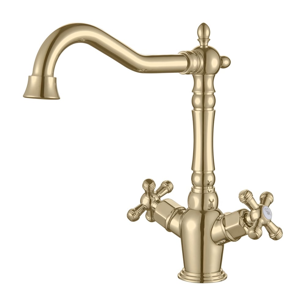 Изображение товара Двухвентильный смеситель для кухни ViEiR золото с поворотным изливом