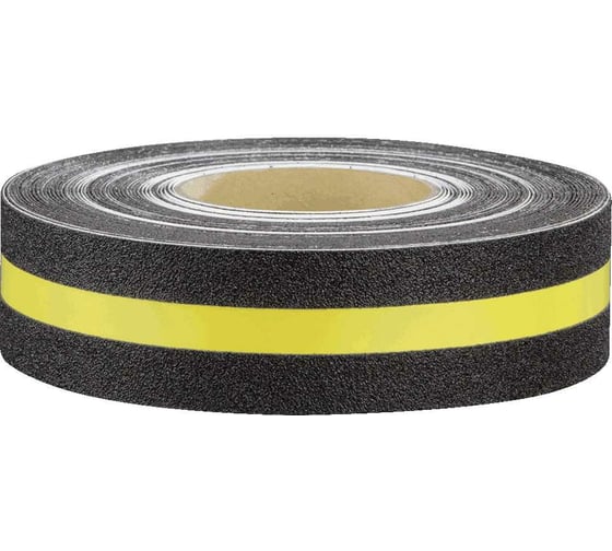 Изображение товара Противоскользящая лента Mehlhose GmbH цвет черный с сигнальной желтой полосой, 50 мм х 18,3 м MFB1R050183