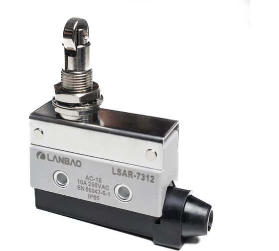 Изображение товара Kонцевой выключатель мгновенного действия Lanbao LSAR7-312 корпус 54x21,1x75,5 цинковый сплав,IP65,NO/NC поперечно-роликовый плунжер 08-00052614