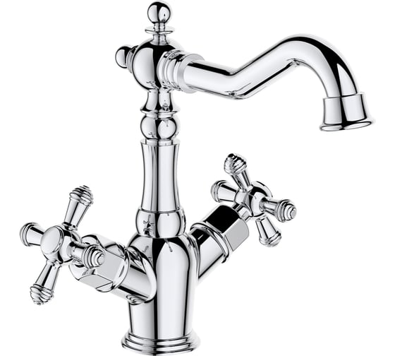 Изображение товара Смеситель для раковины ViEiR двухвентильный, хром, ретро стиль, с поворотным изливом V370111