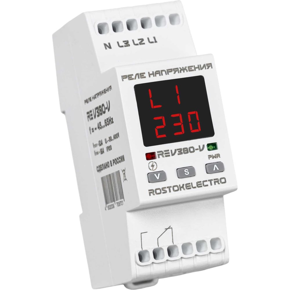 Изображение товара Реле напряжения трехфазное ROSTOKELECTRO RE V-380V 46-718