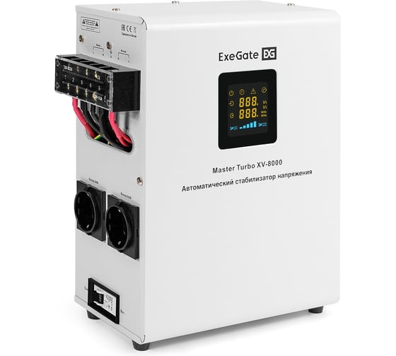 Изображение товара Стабилизатор напряжения настенный ExeGate Master Turbo XV-8000 8000ВА, вход 80-265В, цветной дисплей, выход 220В±8 , КПД 98 , 5 уровней защиты, задержка 298252