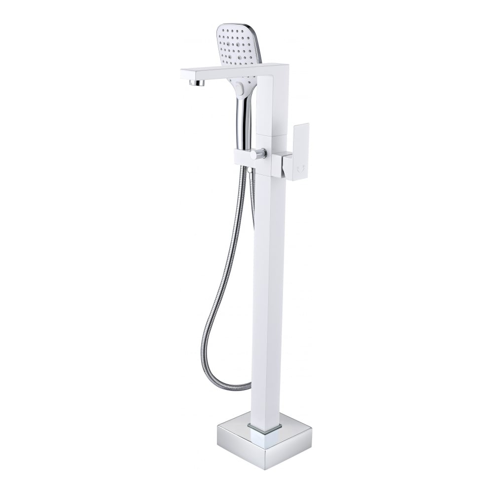 Изображение товара Напольный смеситель для ванны ViEiR белый с изливом и ручным душем V393534-F