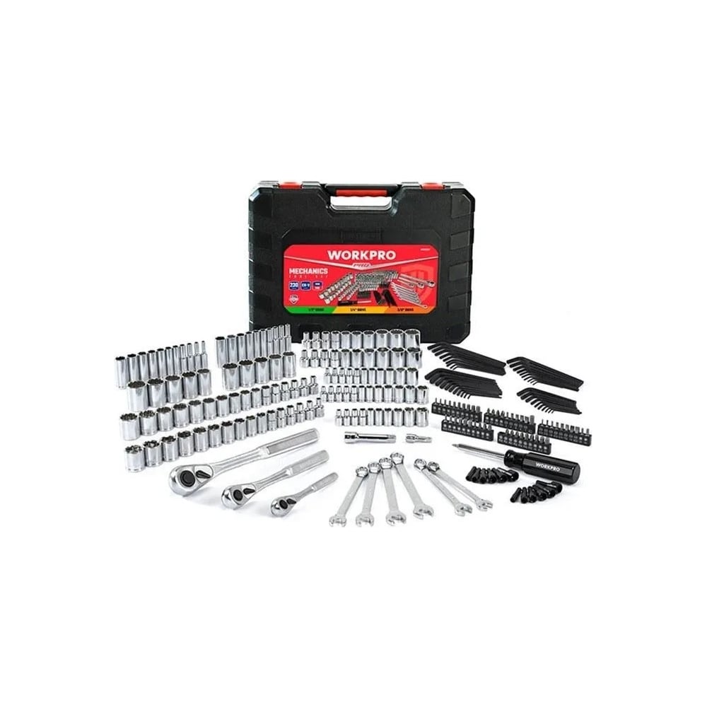 Изображение товара Набор инструментов механика WORKPRO с трещотками и кейсом 230 предметов