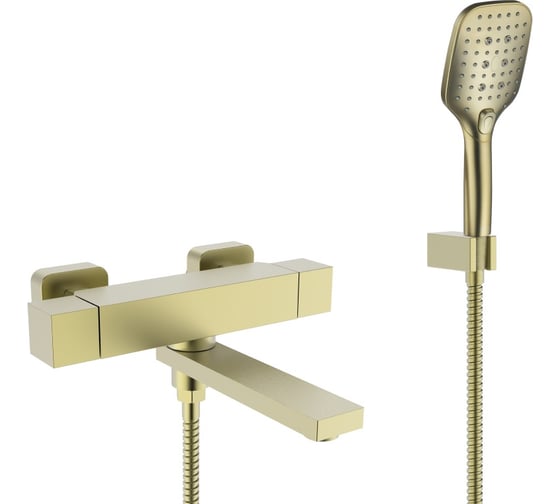 Изображение товара Смеситель термостатический для ванны и душа ViEiR матовое золото, настенный термостат V393533-S