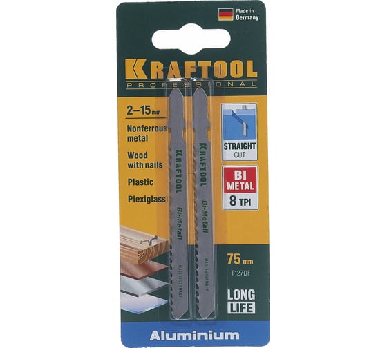 Изображение товара Полотно 2 шт. (75 мм; шаг 3 мм) по металлу для электролобзика KRAFTOOL 159556-3