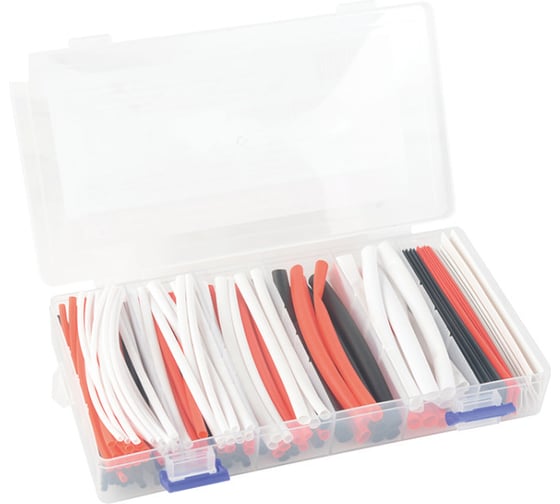 Изображение товара Термоусаживаемая трубка HLT ТТУ №2-3(2:1) набор в боксе: три цвета (черный, белый, красный), 2/1-48шт. 3/1.5-30шт. 4/2-18шт. 6/3-18шт. 10/5-18шт. 100мм. 084-15-402