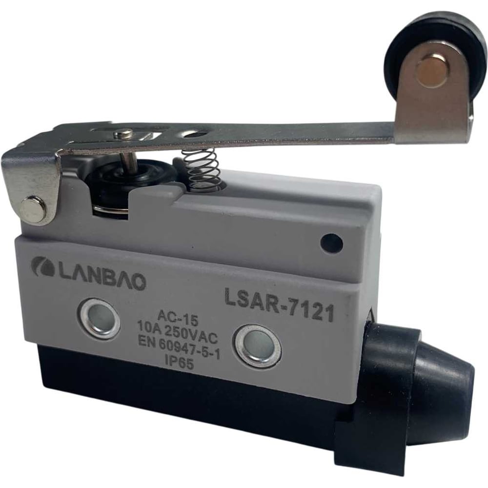 Изображение товара Kонцевой выключатель мгновенного действия Lanbao LSAR7-121 корпус 54x21,1x57 цинковый сплав, IP65, NO/NC шарнирный роликовый рычаг 08-00052608