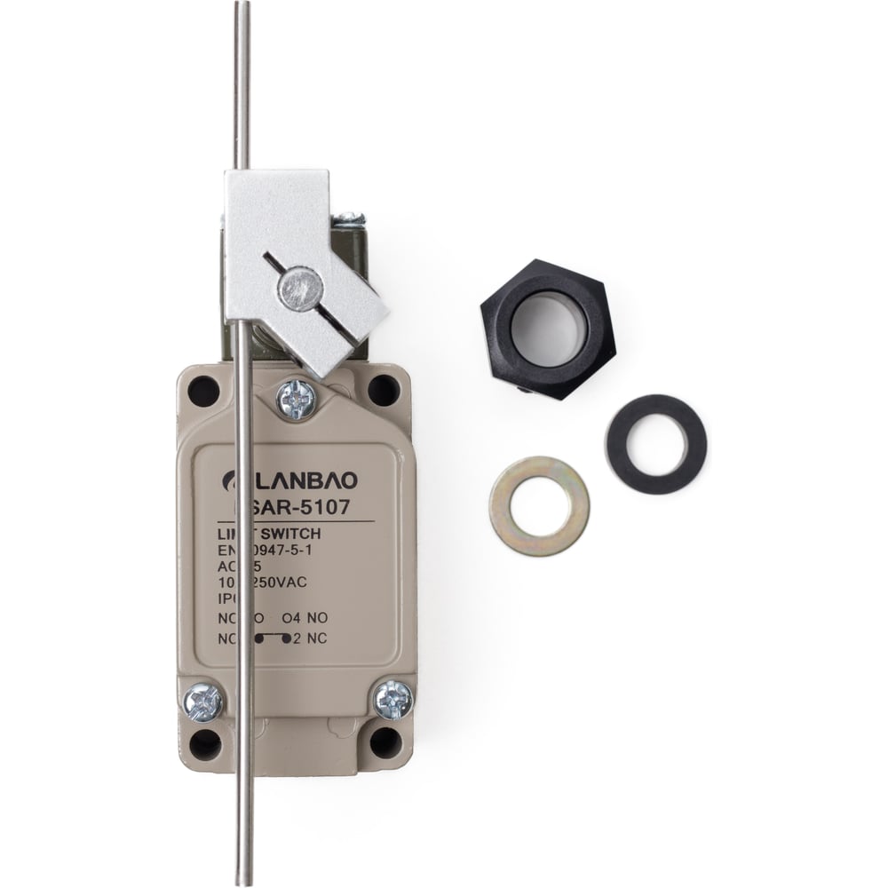 Изображение товара Kонцевой выключатель мгновенного действия Lanbao LSAR-5107 корпус 93x41x40 цинковый сплав, IP66, NO/NC регулируемый рычаг 08-00052601