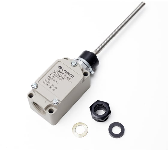 Изображение товара Kонцевой выключатель мгновенного действия Lanbao LSAR-5106 корпус 195,7x41x40 цинковый сплав, IP66, NO/NC пружинный рычаг 08-00052430