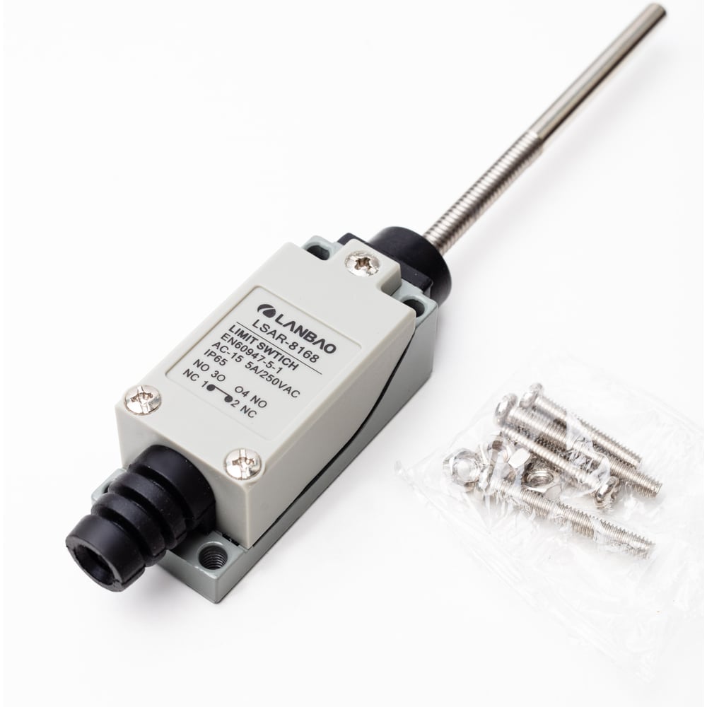 Изображение товара Kонцевой выключатель мгновенного действия Lanbao LSAR-8168 корпус 28x25,5x177,9 цинковый сплав, IP65, NO/NC пружинный рычаг 08-00052618