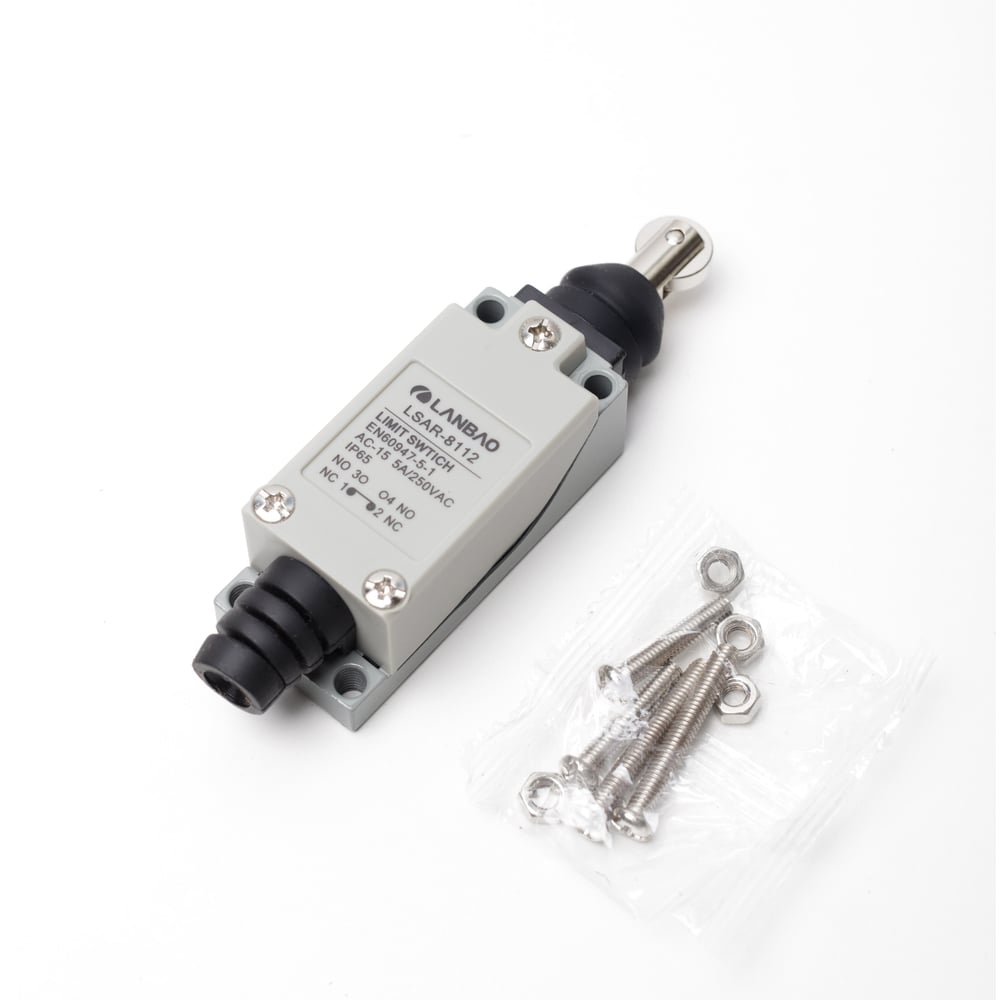 Изображение товара Kонцевой выключатель мгновенного действия Lanbao LSAR-8112 корпус 77,9x25,5x28 цинковый сплав, IP65, NO/NC роликовый плунжер 08-00050409