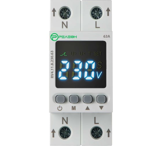 Изображение товара Реле контроля напряжения Релеон 1L, 230В AC, 1НО, 63А, RV411823063