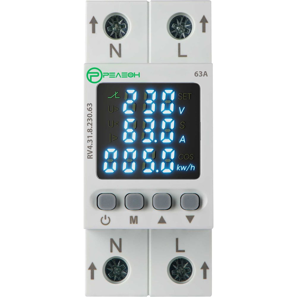 Изображение товара Реле контроля напряжения и тока со счетчиком Релеон 1L RV431823063 230В