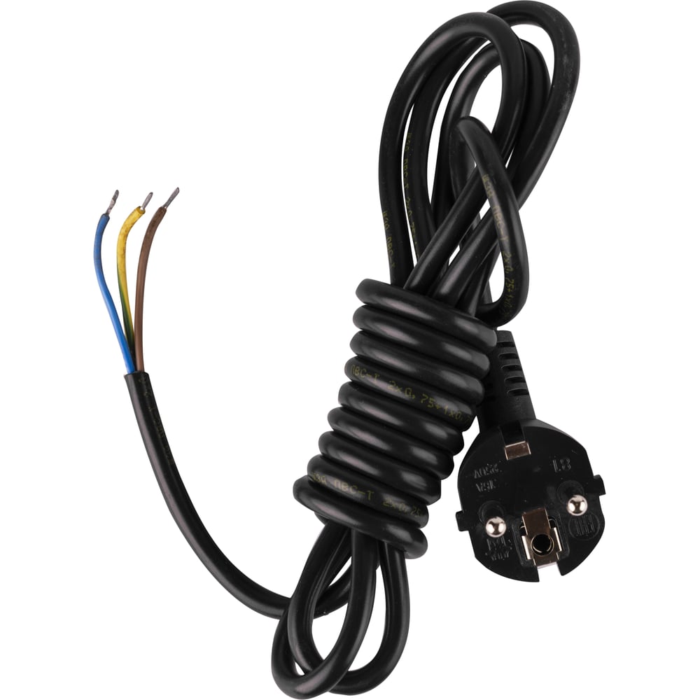 Изображение товара Шнур сетевой СПб УПП-5 с вилкой ПВС 3х1,5-81 черный 2.2 м