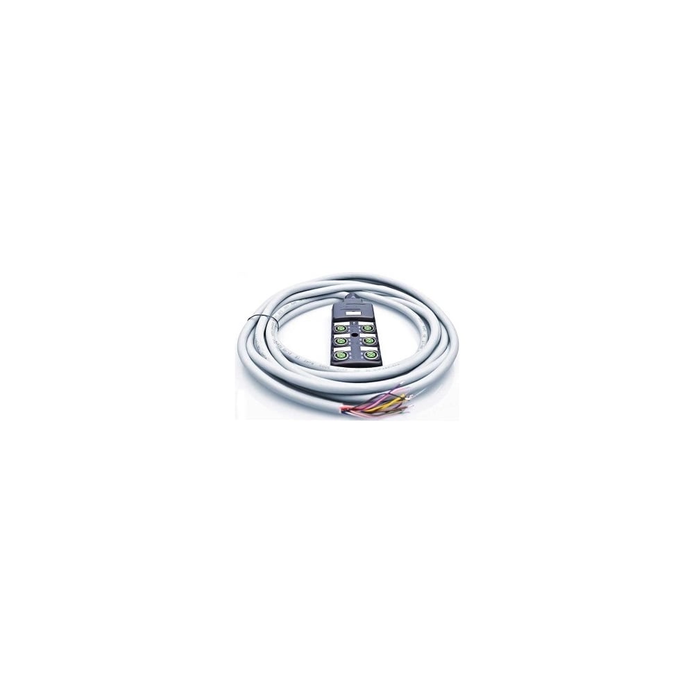 Распределительная коробка VELLEDQ M12-A3-6K4P-5.0PUR/GY разъем М12, портов 6, 4pin, PNP, кабель ПУ серый 5м 08-00034353