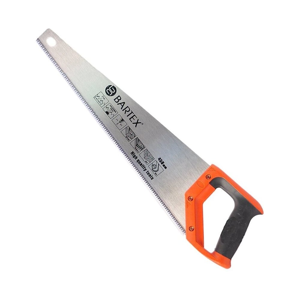 Изображение товара Ножовка по дереву Bartex Profi 450 мм с закаленым зубом и двухкомпонентной рукояткой