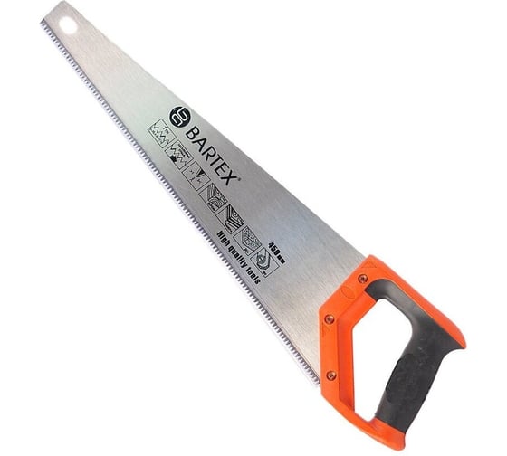 Изображение товара Ножовка по дереву Bartex Profi, 450 мм, закал зуб, 3D-заточка, 7 TPI, рукоятка двухкомпонентная прорезиненная, P-450 150891