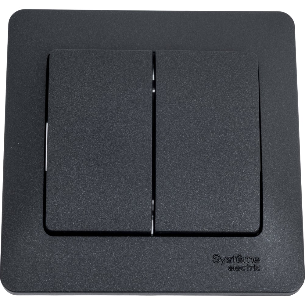Изображение товара Двухклавишный выключатель Systeme Electric Glossa Антрацит IP20 10A в сборе