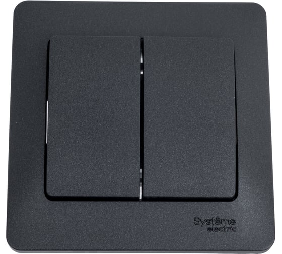 Изображение товара 2-клавишный выключатель Systeme Electric Glossa Антрацит, сх.5, 10АХ в сборе SE GSL000752