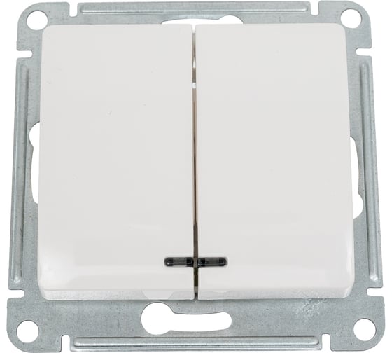 Изображение товара 2-клавишный выключатель Systeme Electric Glossa Молочный с подсветкой, сх.5а, 10AX SE GSL000953