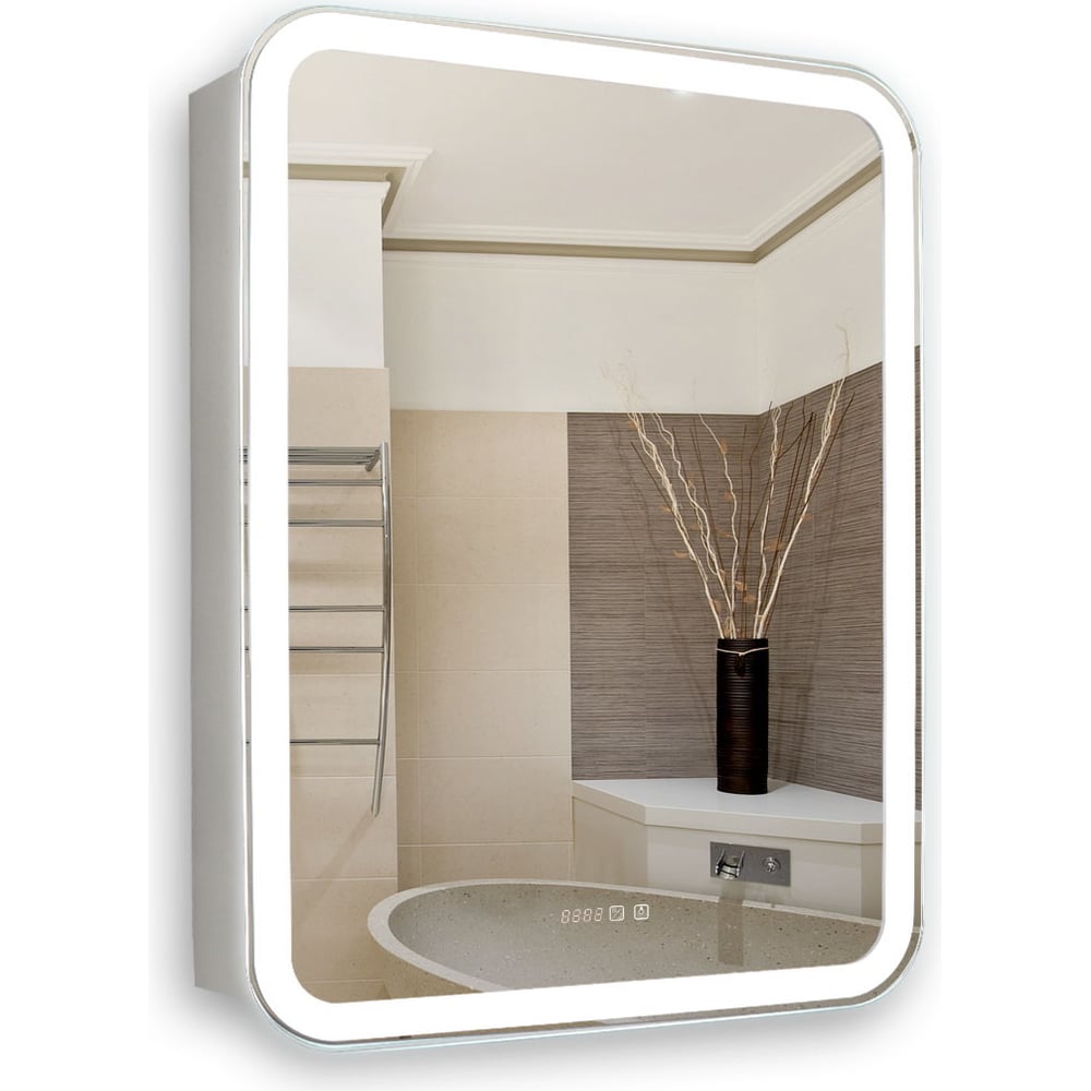 Изображение товара Зеркало-шкаф AZARIO Фиджи 60 с подсветкой и шкафом белый современный дизайн