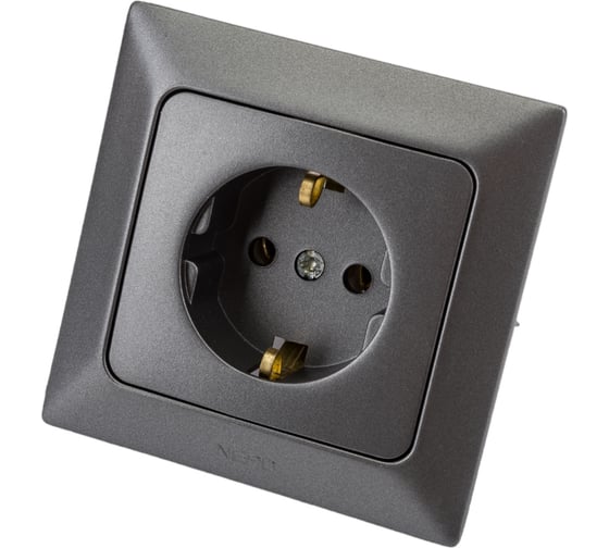 Изображение товара Розетка NE-AD с заземлением, керамика, 16А, 250В, Aras, Графит, 93-121-08-P