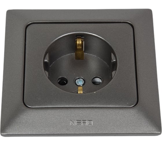 Изображение товара Розетка NE-AD с защитой от детей, с заземлением, 16А, 250В, Aras, Графит, 93-121-08-E