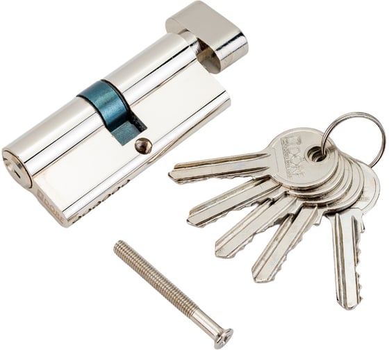 Изображение товара Цилиндр замка DORF ключ/барашек, английский, 5 ключей, никель 3535 DORF_70(35*35), k/kn