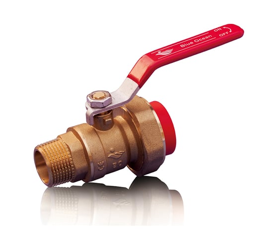 Изображение товара Шаровой кран Blue Ocean (1 сварная головка и НР, латунь) "Fire Secure", противопожарный полипропилен - 50x1.1/2" Fire-S-B1 PPRF/BVM(R)-50
