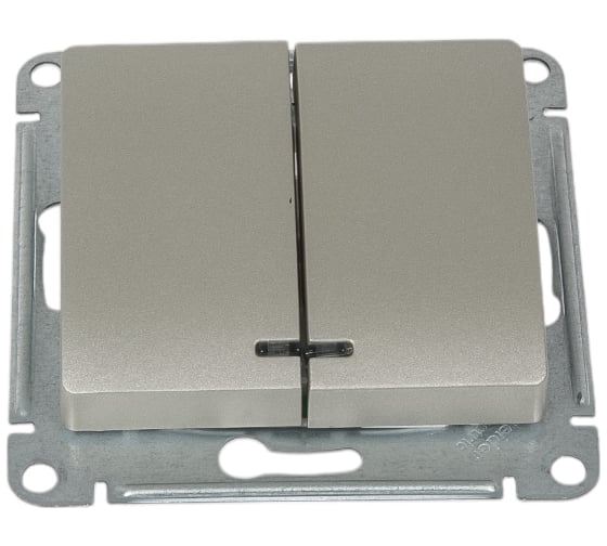 Изображение товара 2-клавишный выключатель Systeme Electric Glossa Платина с подсветкой, сх.5а, 10AX SE GSL001253