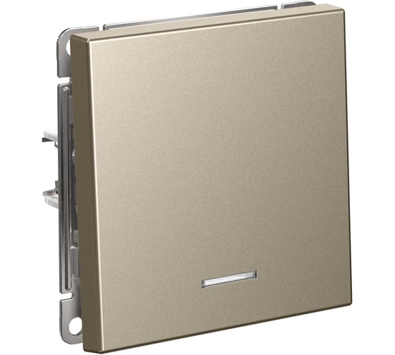 Изображение товара Механизм 1-клавишного выключателя кнопочного с подсветкой Systeme Electric ARTGALLERY 10А, шампань GAL000516