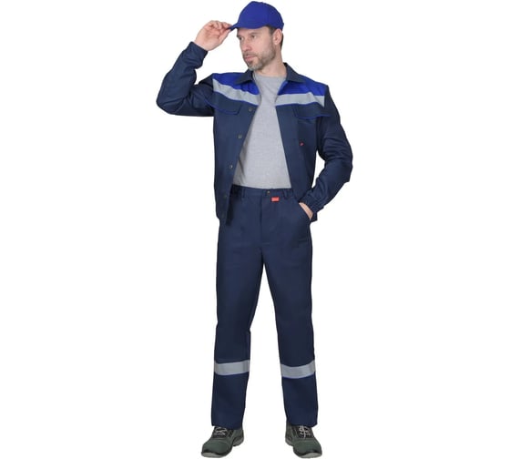 Изображение товара Костюм СИРИУС МАСТЕР летний: куртка короткая, брюки темно-синий с васильковым р. 88-92/170-176 117589