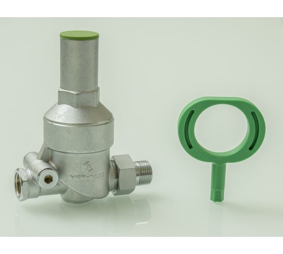 Изображение товара Регулятор давления воды VIEIR 1/2 никелированный гш с накидной американкой для ввода в квартиру VP55