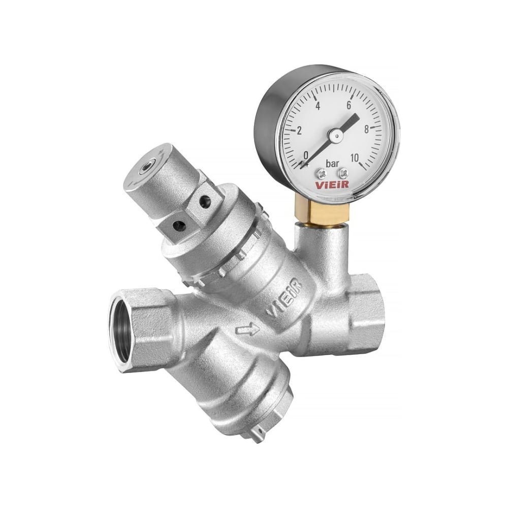 Изображение товара Регулятор давления воды VIEIR 1/2 с фильтром и манометром для магистральной очистки VR721