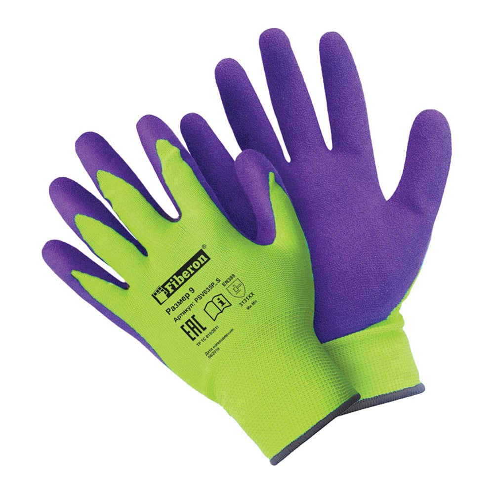 Суперкомфортные перчатки Fiberon, цвет зеленый/фиолетовый, размер L 120870 - фото 1