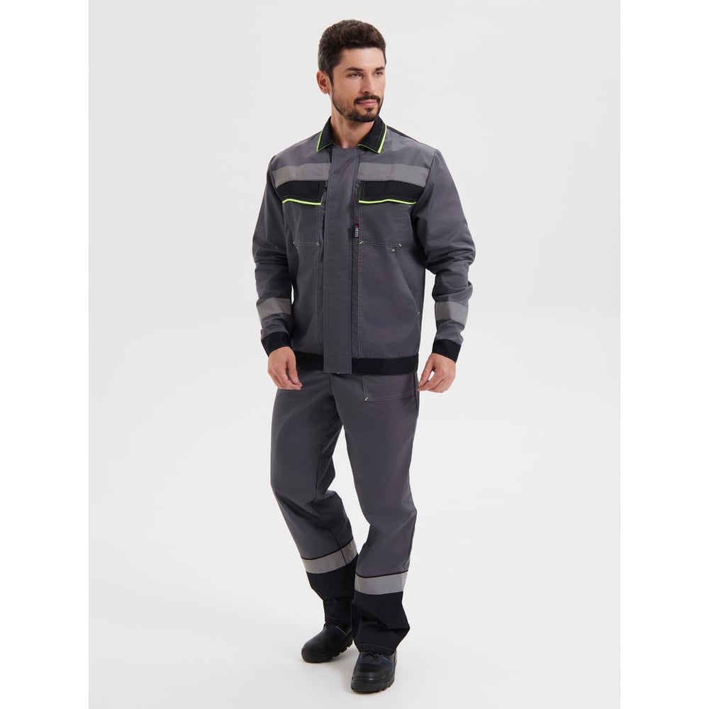 Изображение товара Мужской костюм система РАССО куртка и брюки темно-серый черный лимон размер 52-54