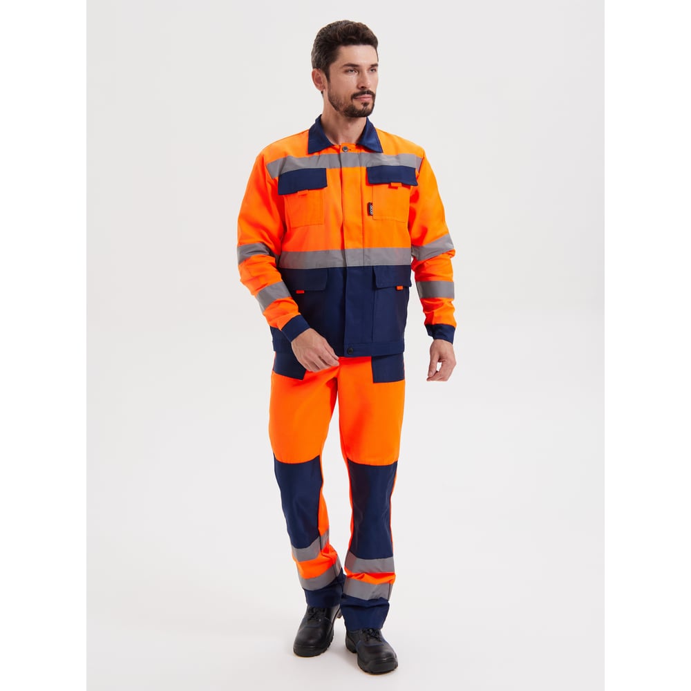 Изображение товара Сигнальный костюм Зарница куртка и полукомбинезон мужской оранж/синий, размер 56-58