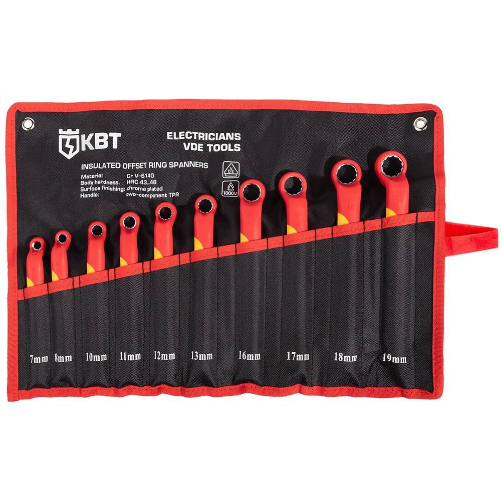 Изображение товара Профессиональный набор диэлектрических накидных ключей КВТ НИК-Н-10 10 шт