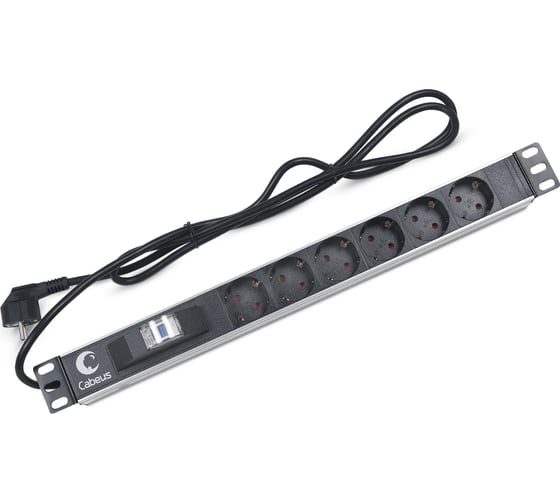Изображение товара Блок евророзеток Cabeus для 19 шкафов, горизонтальный, 6 розеток PDU-6P-B-2EU