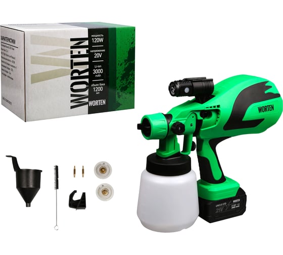 Изображение товара Краскопульт аккумуляторный WORTEN 1х3.0 Ач, 1200 мл КА-90000711