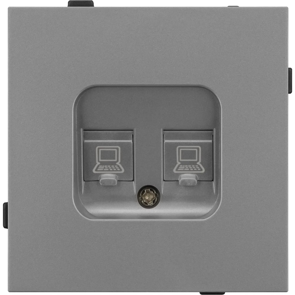 Изображение товара Механизм компьютерной розетки двойной Arlight SCT-TENDO-MPC2-PL-GR для встраиваемого монтажа