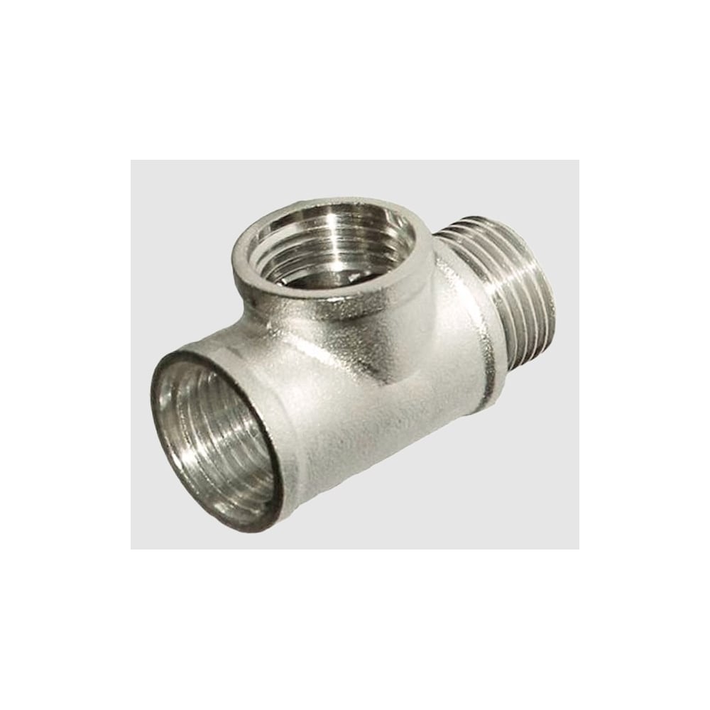 Изображение товара Никелированный тройник для водопроводных систем ViEiR 1/2 гайка × 1/2 гайка × 1/2 штуцер