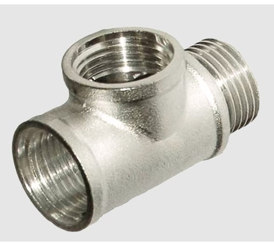 Изображение товара Тройник никелированный ViEiR 1/2 гайка × 1/2 гайка × 1/2 штуцер для комбинированных подключений TFFHN333